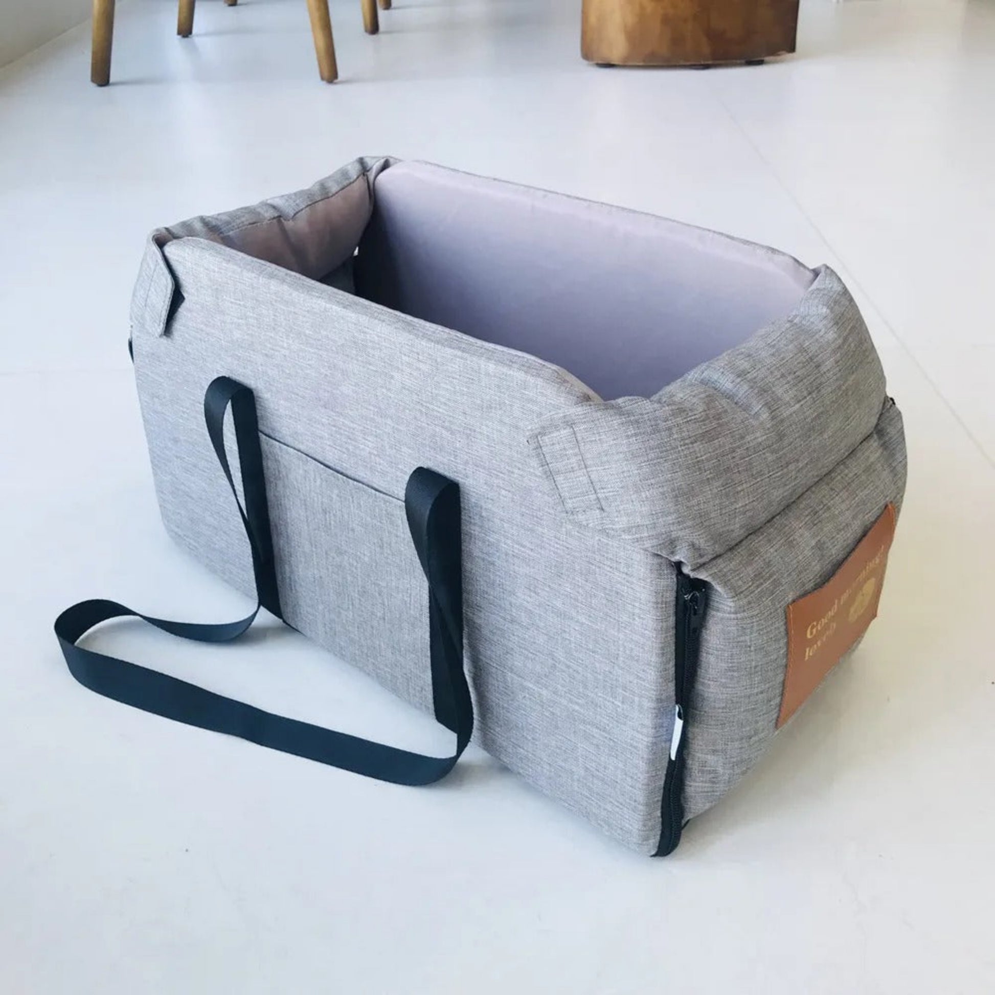 Sac transport chien voiture couleur gris
