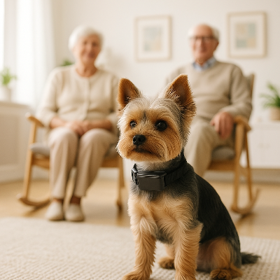 Collier anti-aboiement noir pour petit chien, col porté avec boîtier sur le dessus