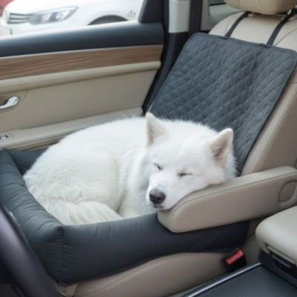 Housse de siège auto pour chien, gris foncé matelassé, coussin épais