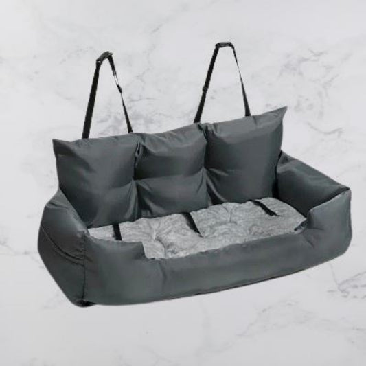 Siège auto pour chien gris, coussin rectangulaire rembourré avec rebords