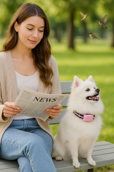 Spitz parc dame journal collier anti aboiement pour chien