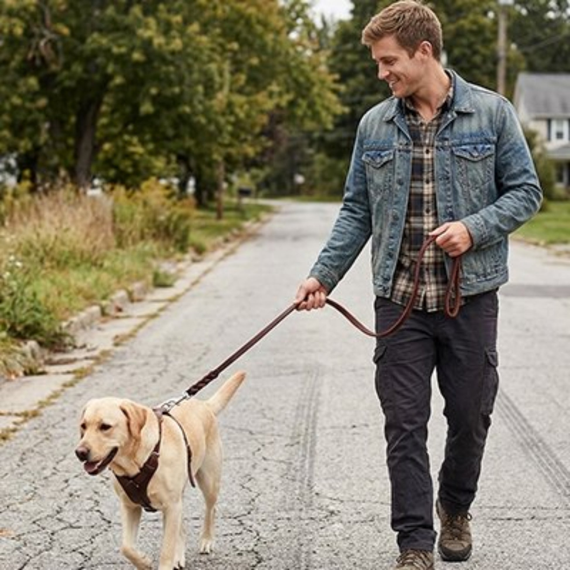 Laisse pour chien bordeaux tressée avec mousqueton métal et sangle